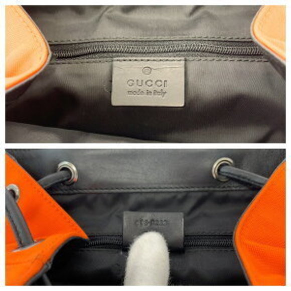 GUCCI Orange Black Nylon Leather Rucksack Backpack - Picture 4 of 9